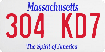 MA license plate 304KD7
