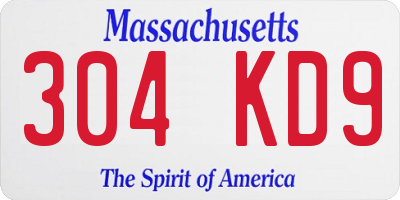MA license plate 304KD9