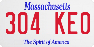 MA license plate 304KE0