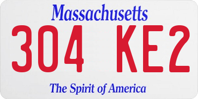 MA license plate 304KE2