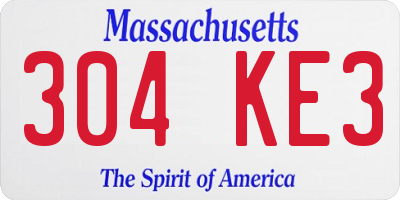 MA license plate 304KE3