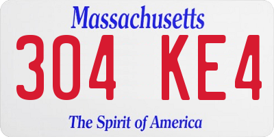 MA license plate 304KE4