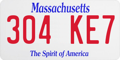MA license plate 304KE7
