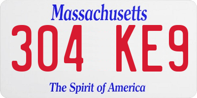 MA license plate 304KE9