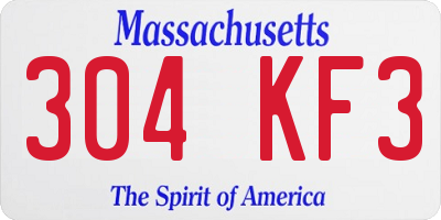 MA license plate 304KF3