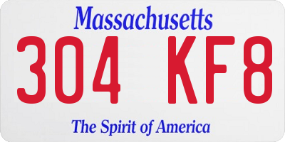MA license plate 304KF8