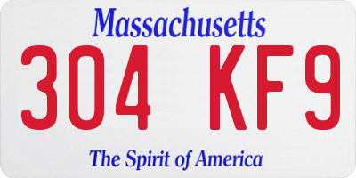 MA license plate 304KF9