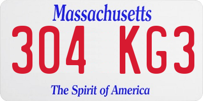 MA license plate 304KG3