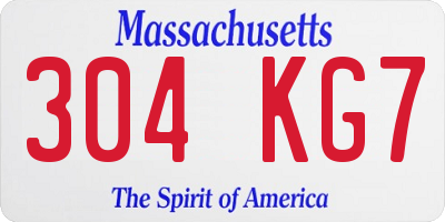 MA license plate 304KG7
