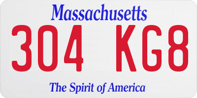 MA license plate 304KG8