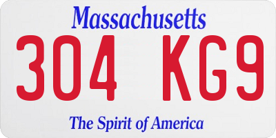 MA license plate 304KG9