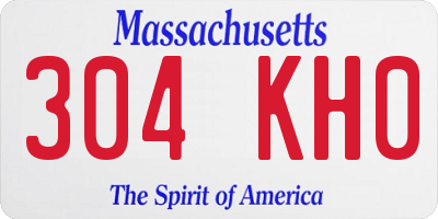 MA license plate 304KH0