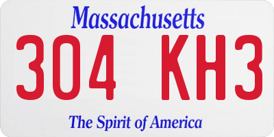 MA license plate 304KH3