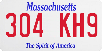 MA license plate 304KH9