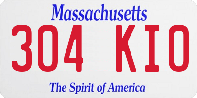 MA license plate 304KI0