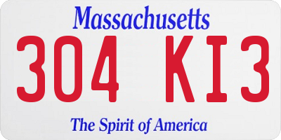 MA license plate 304KI3