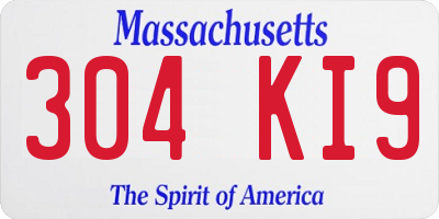 MA license plate 304KI9
