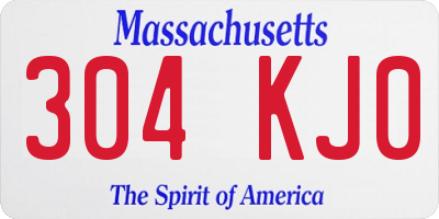 MA license plate 304KJ0