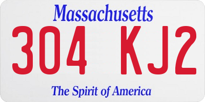 MA license plate 304KJ2