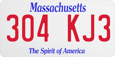 MA license plate 304KJ3