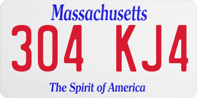 MA license plate 304KJ4