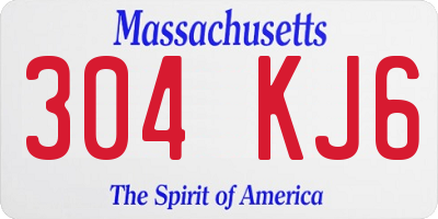 MA license plate 304KJ6