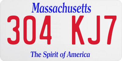 MA license plate 304KJ7