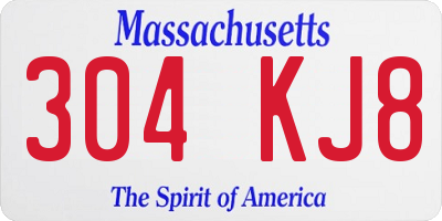 MA license plate 304KJ8