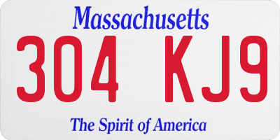 MA license plate 304KJ9