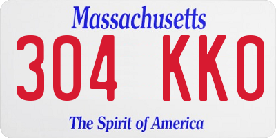 MA license plate 304KK0