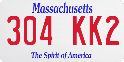 MA license plate 304KK2