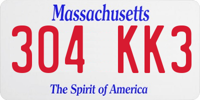 MA license plate 304KK3