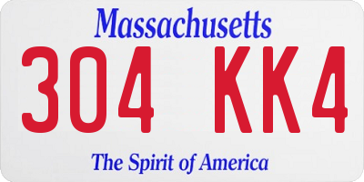 MA license plate 304KK4