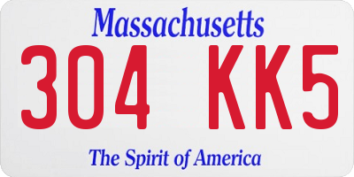 MA license plate 304KK5