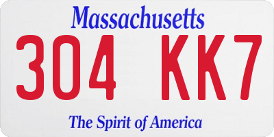 MA license plate 304KK7