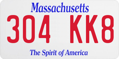 MA license plate 304KK8