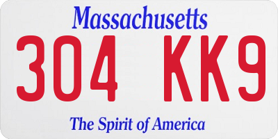 MA license plate 304KK9