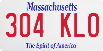 MA license plate 304KL0