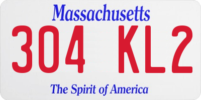 MA license plate 304KL2