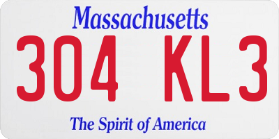MA license plate 304KL3