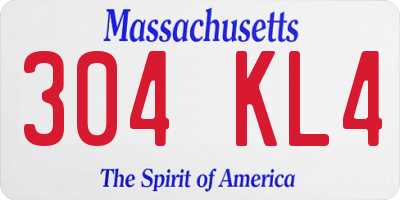MA license plate 304KL4