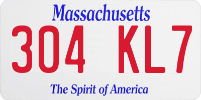 MA license plate 304KL7