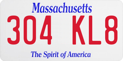 MA license plate 304KL8