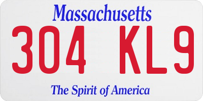 MA license plate 304KL9