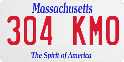 MA license plate 304KM0