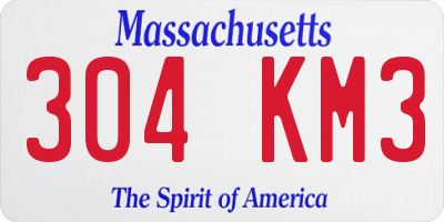 MA license plate 304KM3