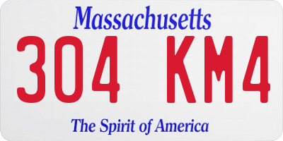 MA license plate 304KM4