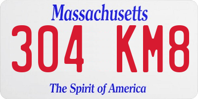 MA license plate 304KM8