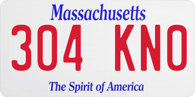 MA license plate 304KN0