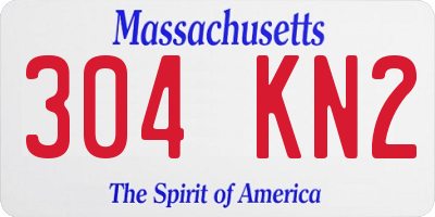 MA license plate 304KN2